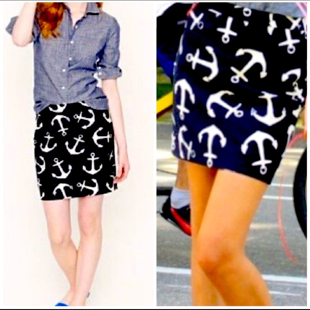 J. Crew navy blue anchor print mini skirt